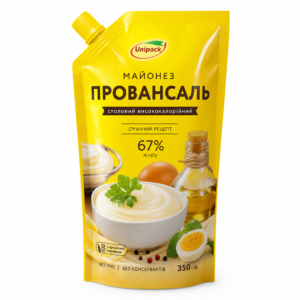 Прозорий дой-пак зі штуцером 250мл для майонезу,Купити дой-пак зі штуцером для соусів 250мл оптом в Україні,Гнучка упаковка дой-пак прозора 110x175 зі штуцером